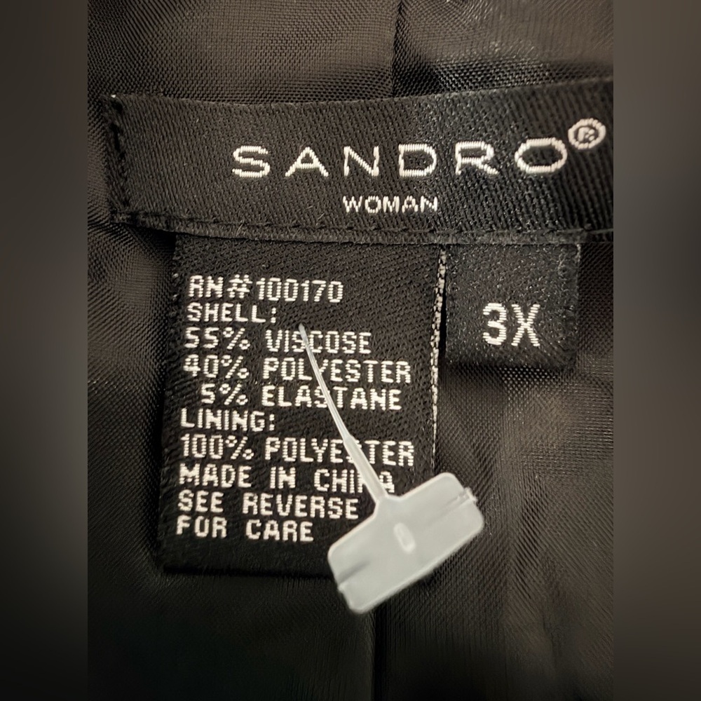 Sandro Black Cape Womens Jacket 2-Button Size 3X - Picture 12 of 12